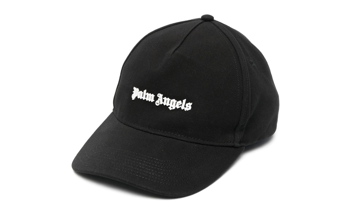 Palm Angels Logo-Print Cotton Cap Black